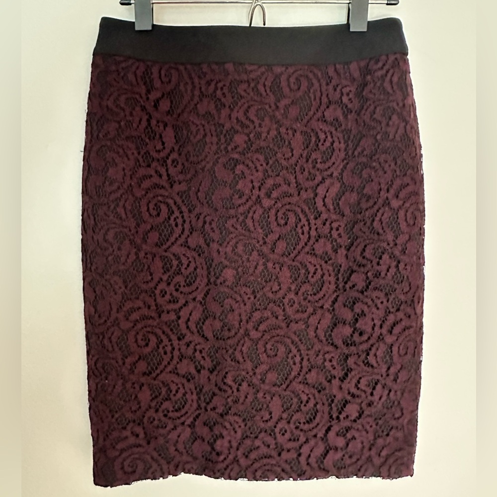 Loft Pencil Skirt with Lace Overlay
